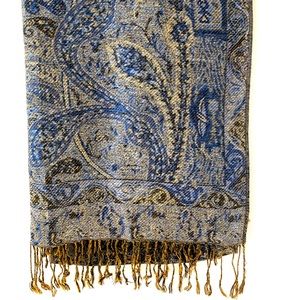 Pashmina shall/ scarf. Blue&gold paisley